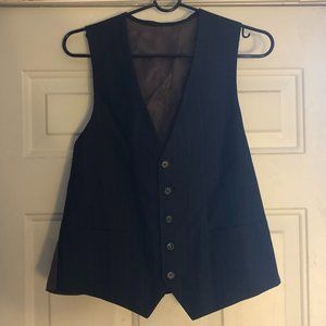 Black Pin-Striped Vest/Waistcoat 100% Wool